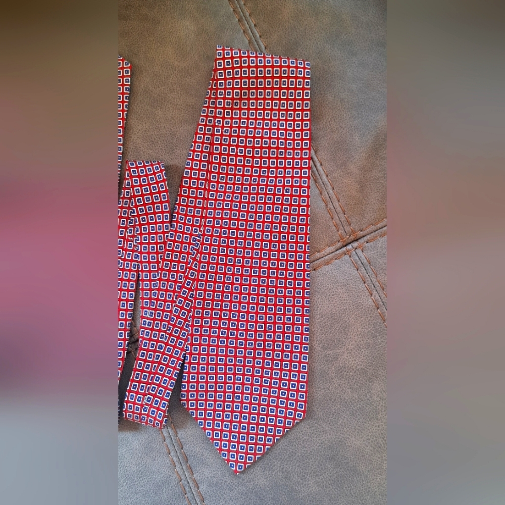Polo University By Ralph Lauren Men's Tie RED With BLUE 100% SILK PREPPY